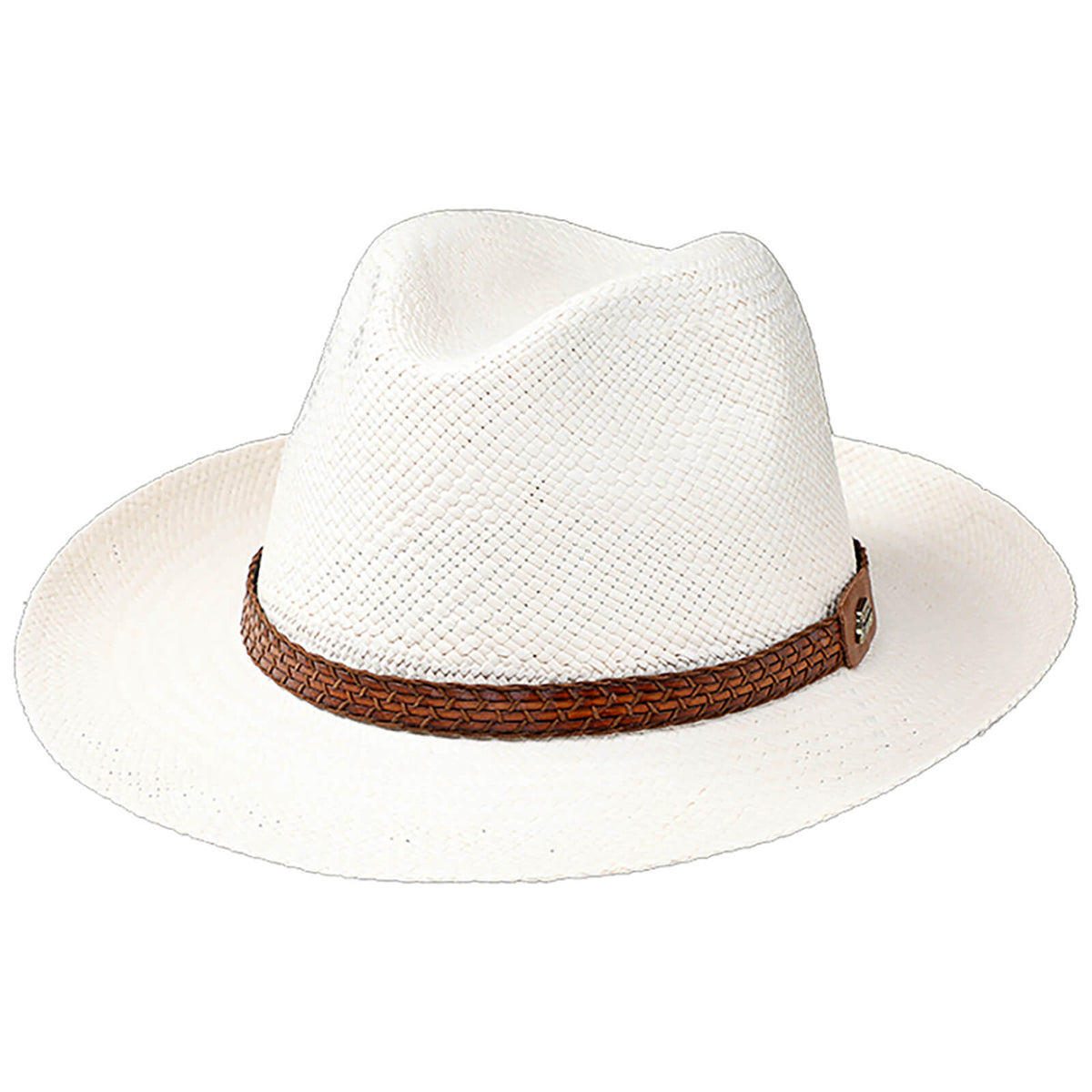 Fiebig Panamahut Fedora mit Natur-Lederband Weiß