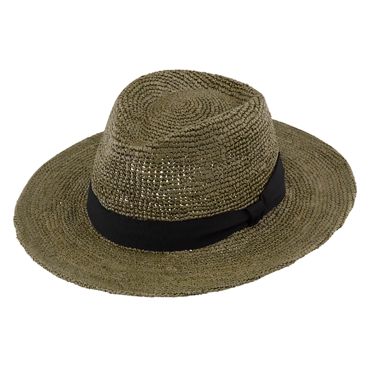 Fiebig Strohhut Traveller Raffia Ripsband uni Oliv