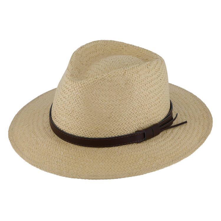 Fiebig Papierhut Traveller mit Kunstlederband Beige – Gesamtansicht