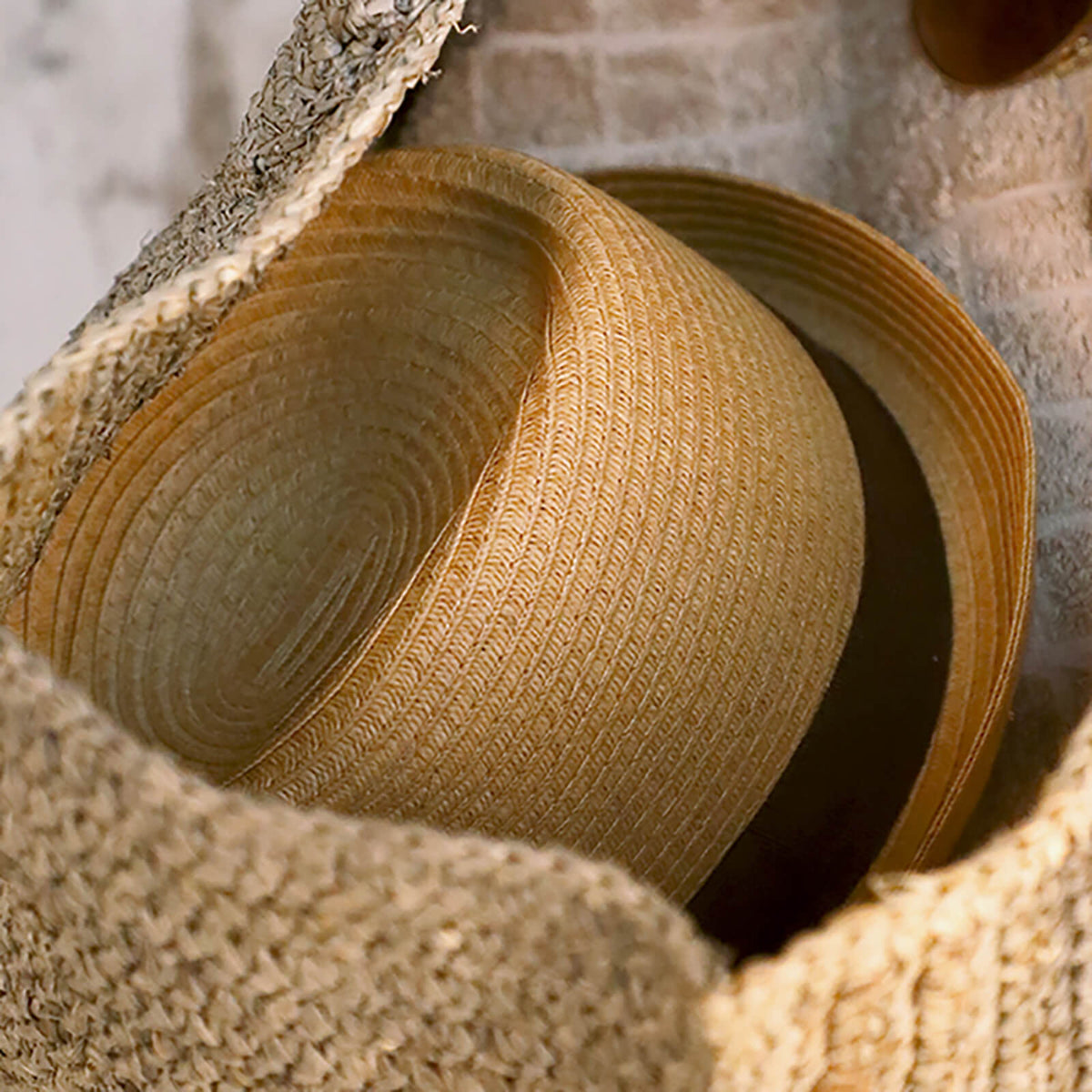 Fiebig Papierhut Trilby uni mit gleichfarbigem Ripsband Camel