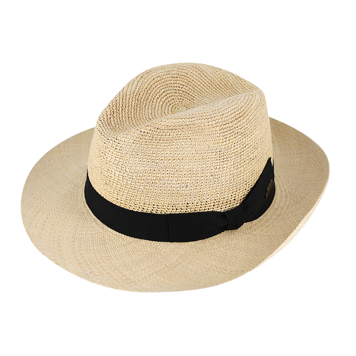 Fiebig Panamahut Fedora Crochet mit Ripsband uni Natur