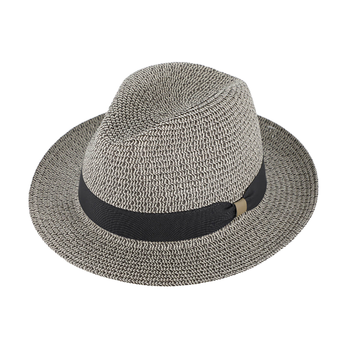Fiebig Papierhut Traveller mit Ripsband und PU-Detail Hellgrau