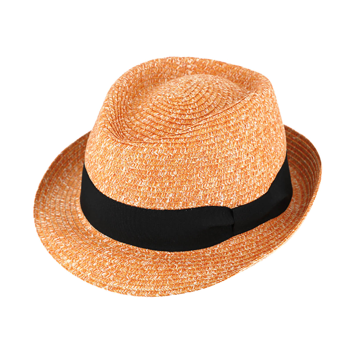 Fiebig Papierhut Trilby melange mit passendem Ripsband Tieforange