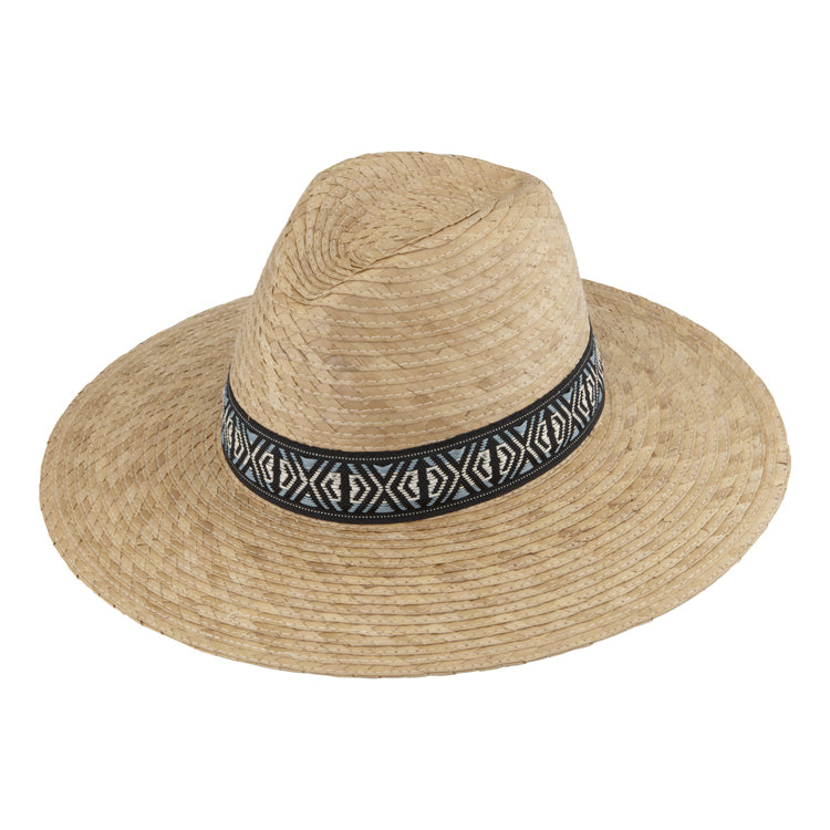 Fiebig Strohhut Traveller breite Krempe Aztekenband, UV-Schutz Natur