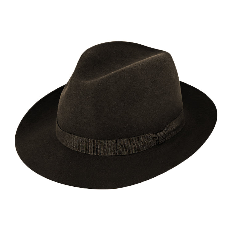 Fiebig Wollfilzhut Fedora mit Ripsband Braun