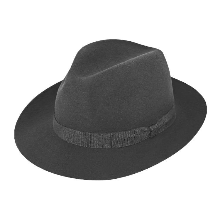 Fiebig Wollfilzhut Fedora mit Ripsband Anthrazit