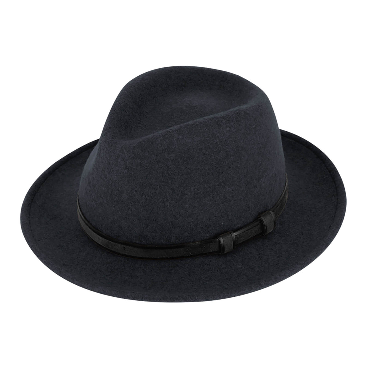 Fiebig Wollfilzhut Fedora melange waterproof und crushable Marineblau