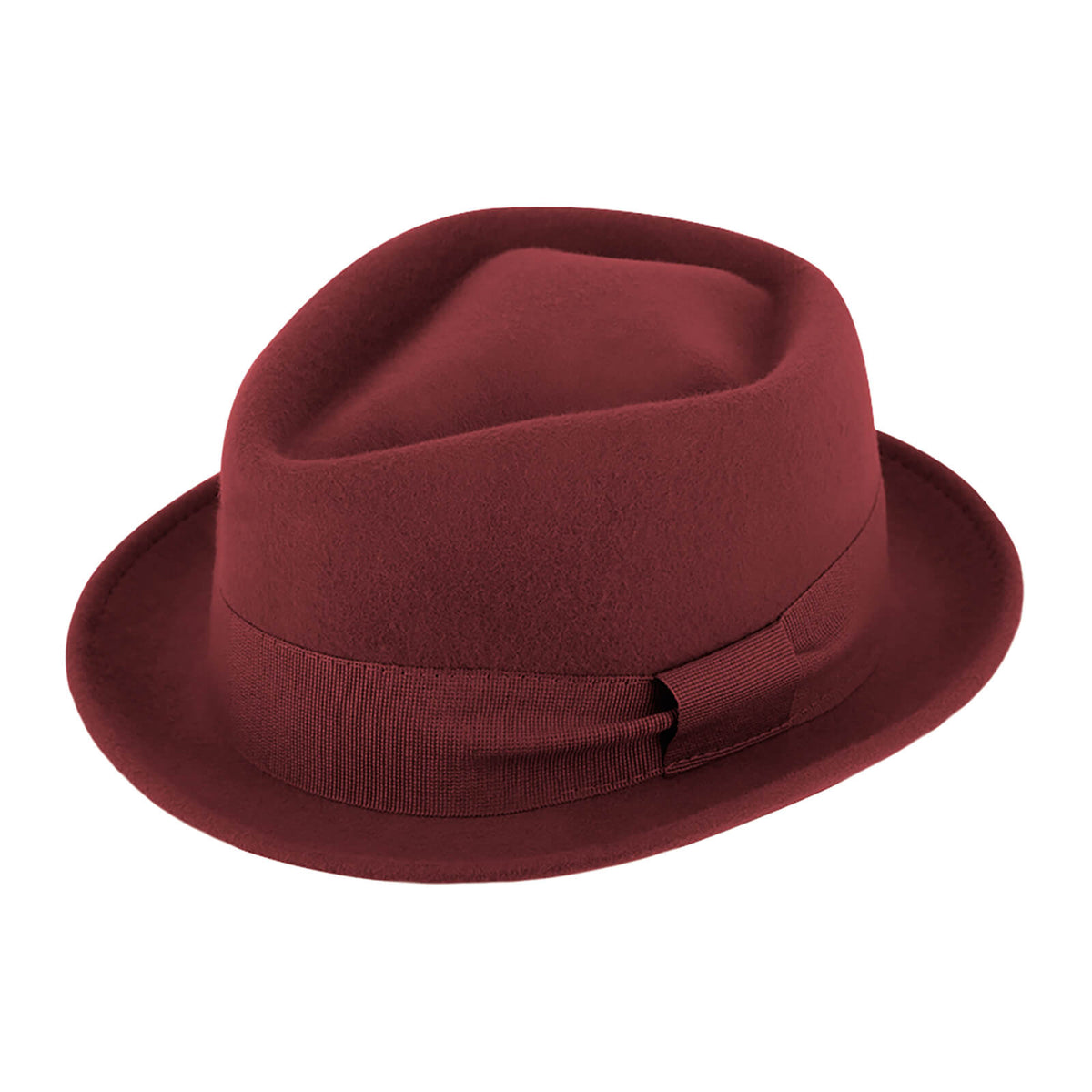Fiebig Wollfilzhut Pork Pie Diamond uni Bordeaux