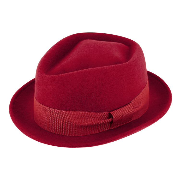 Fiebig Wollfilzhut Pork Pie Diamond uni Rot