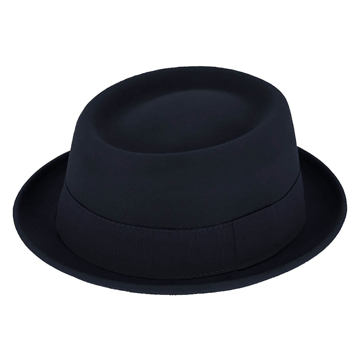 Fiebig Wollfilzhut Pork Pie mit Ripsband Marineblau