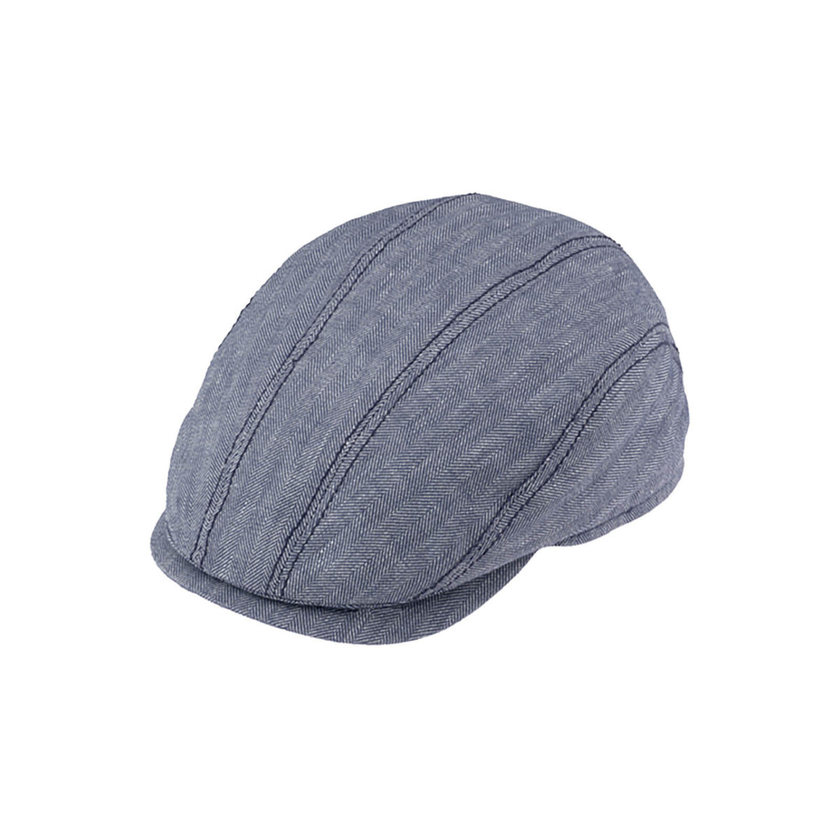 Fiebig Flatcap Leinen leichtes Fischgrät mit Steg UV-Schutz Marineblau