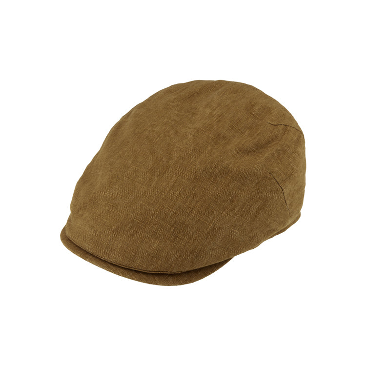 Fiebig Flatcap Leinen mit Steg UV-Schutz uni Curry – Gesamtansicht
