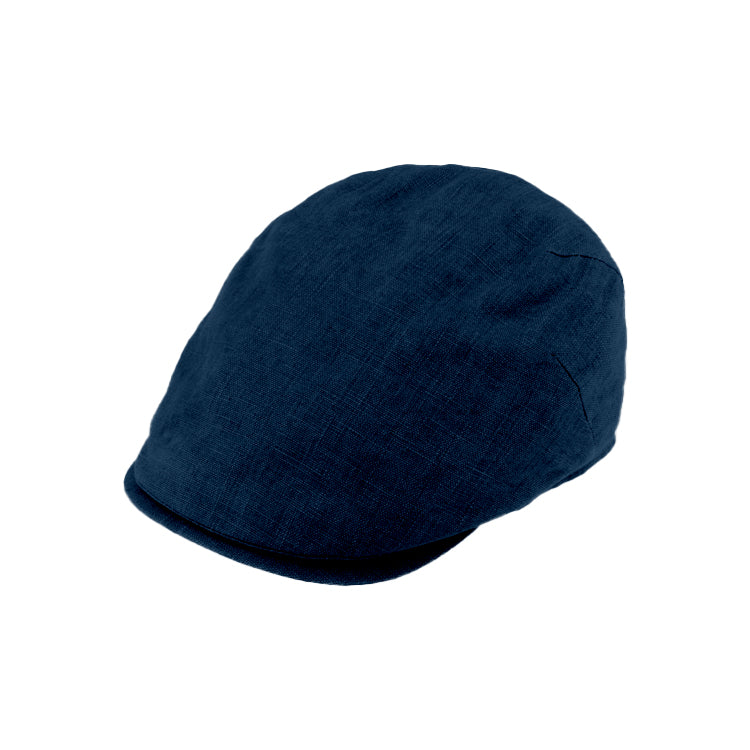 Fiebig Flatcap Leinen mit Steg UV-Schutz uni Jeansblau – Gesamtansicht