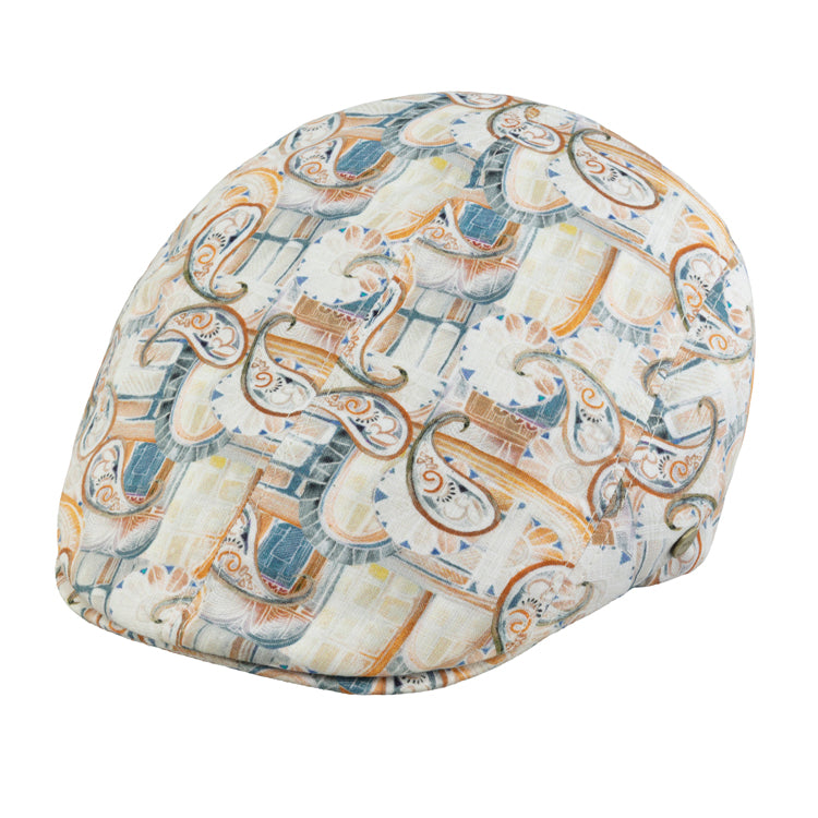 Fiebig Flatcap Leinen gemustert UV-Schutz Beige