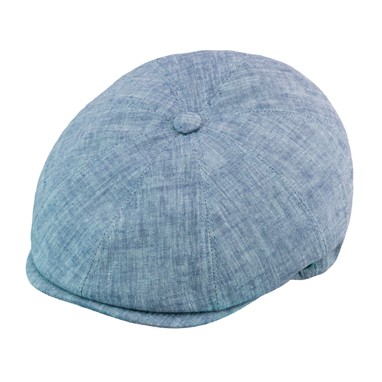 Fiebig 8-Panel Flatcap Hanf uni melange Hellblau