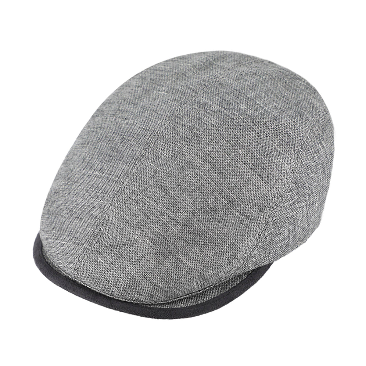 Fiebig Flatcap Leinen melange mit Kontrastnähten UV-Schutz Hellgrau