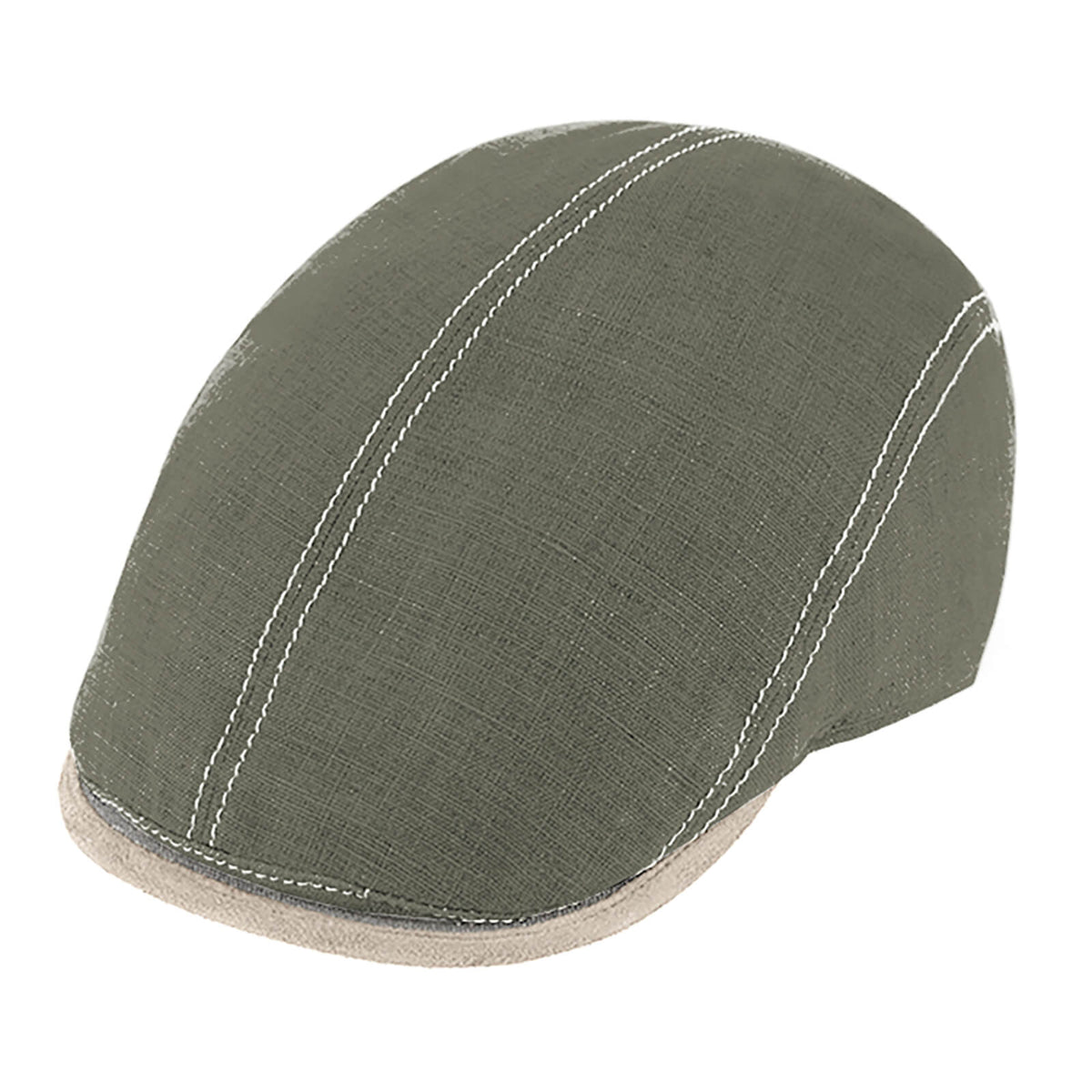 Fiebig Flatcap Leinen mit Kontrastnähten UV-Schutz Oliv