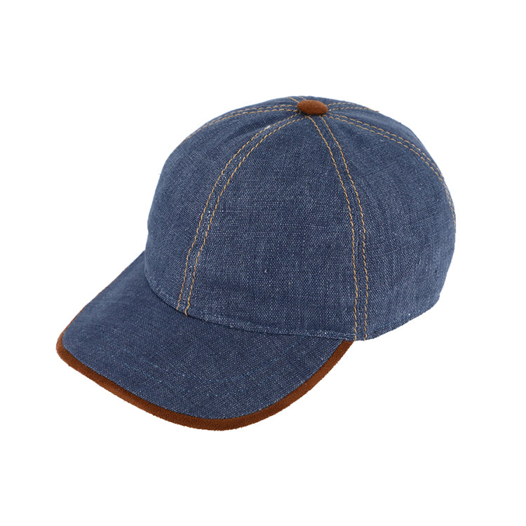 Fiebig Baseballcap 6-Panel Leinen melange UV-Schutz Jeansblau – Gesamtansicht