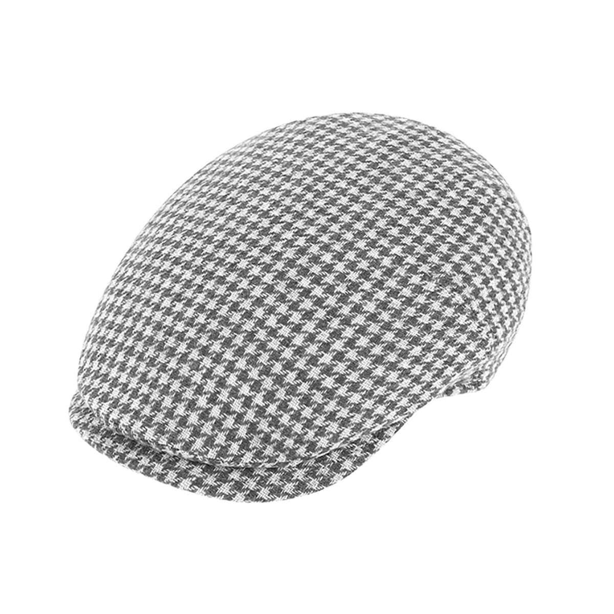 Fiebig Flatcap Wolle Hahnentritt Hellgrau