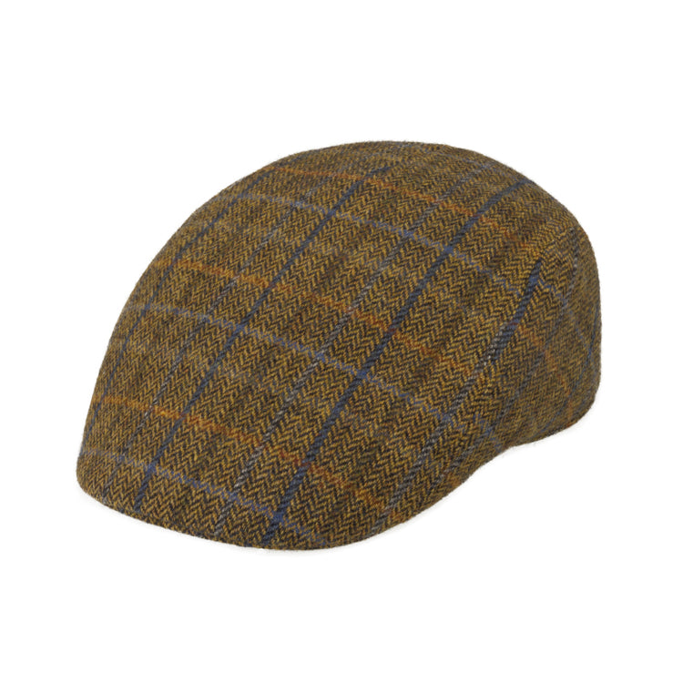 Fiebig Flatcap Shetlandwolle gemustert Cognac