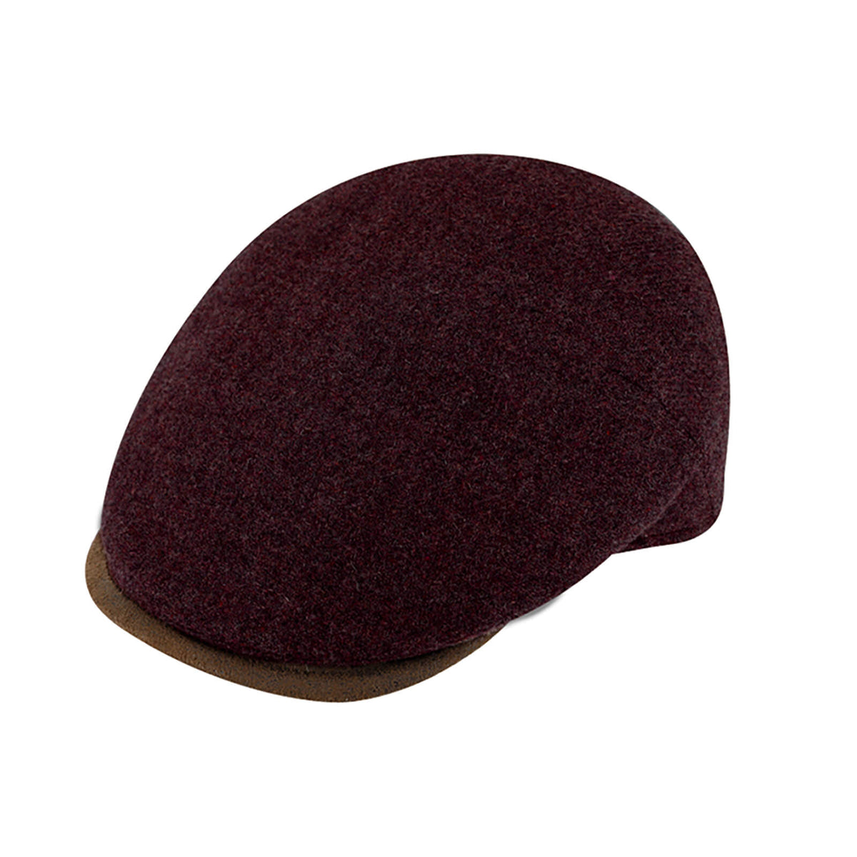 Fiebig Flatcap Shetland Wolle mit Kunstledereinfass Bordeaux
