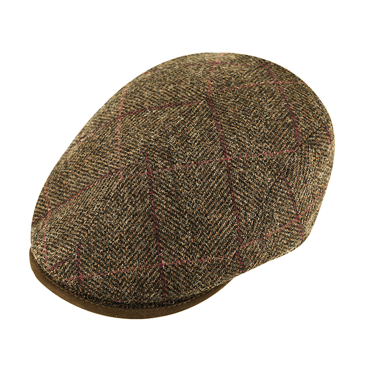 Fiebig Flatcap Shetland Wolle Fischgraet und Karo Beige