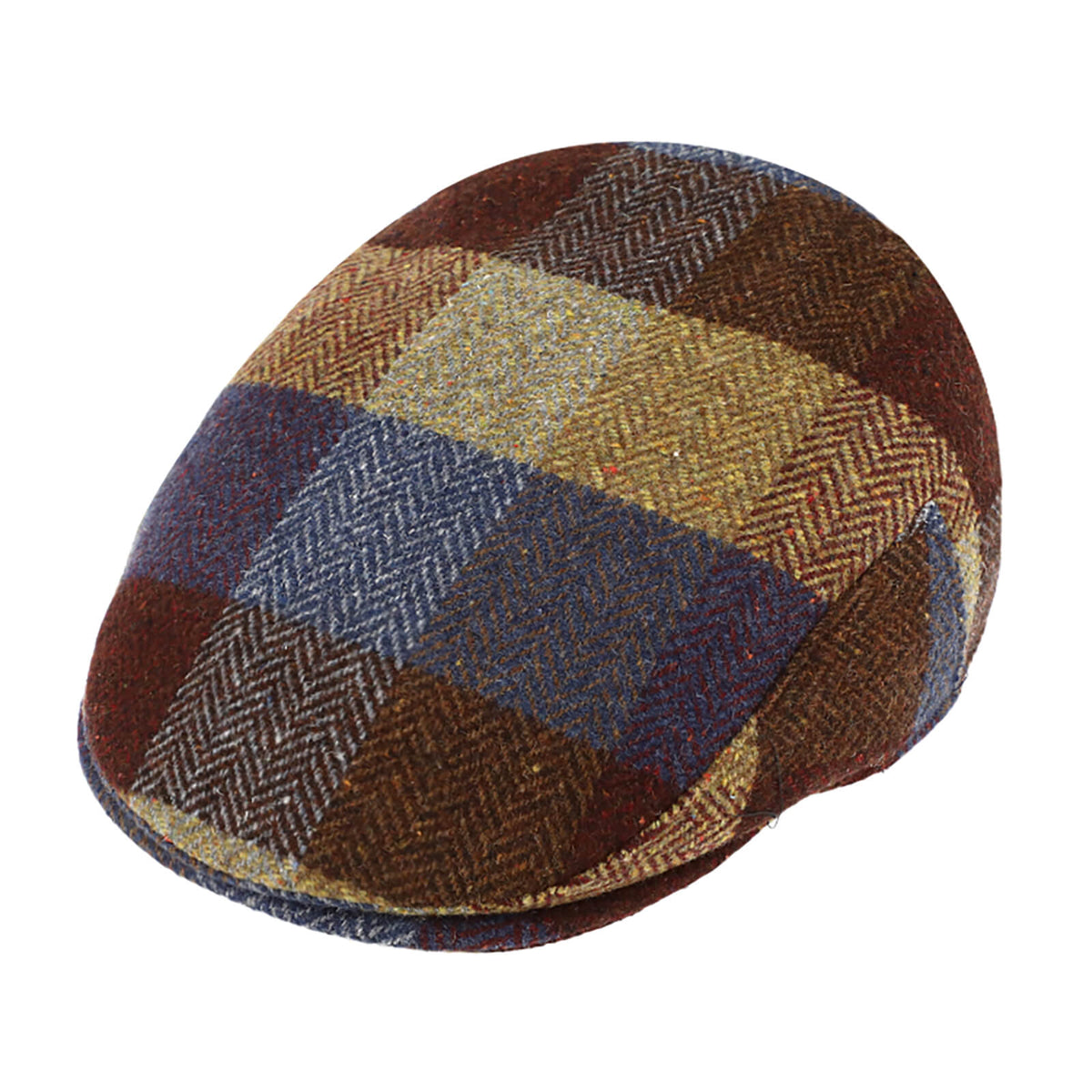 Fiebig Flatcap Wolle Fischgrät-Karo Braun