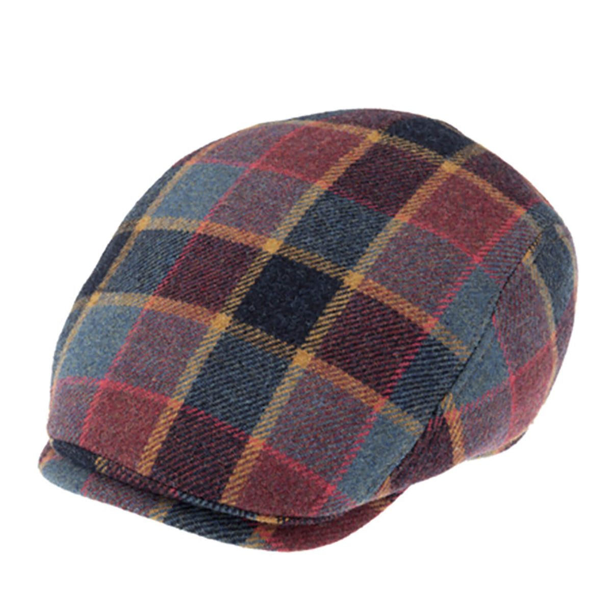 Fiebig Flatcap Shetland Wolle kariert Marineblau