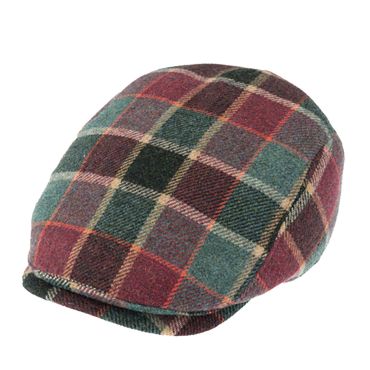 Fiebig Flatcap Shetland Wolle kariert Oliv