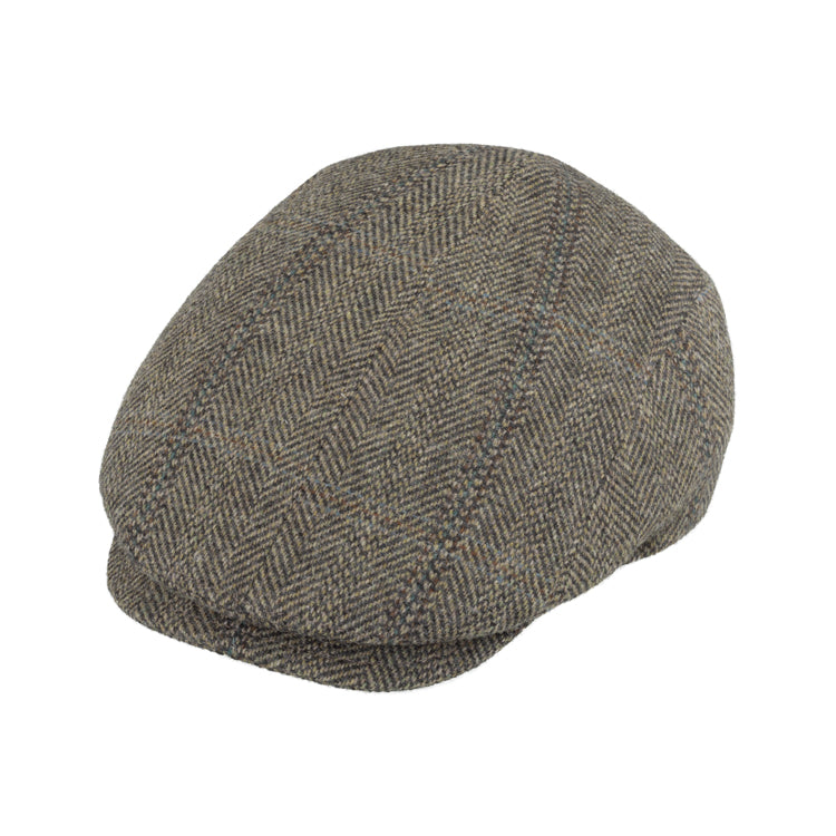 Fiebig Flatcap Schurwolle Harris Tweed Fischgrät meliert Taupe