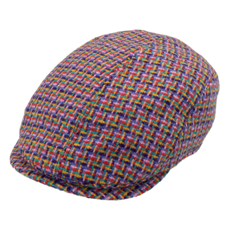Fiebig Flatcap Harris Tweed mehrfarbiges Geflecht Violett