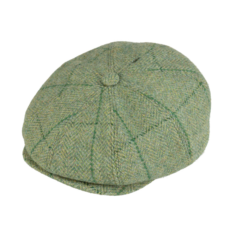 Fiebig 8-Panel Cap Harris Tweed leichtes Karo melange Khaki