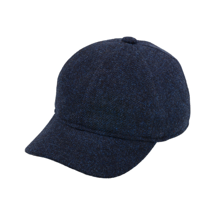 Fiebig Baseballcap Shetlandwolle melange Ohrenklappen Marineblau