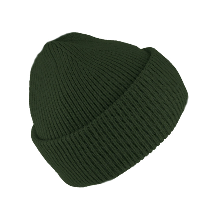 Fiebig Strickbeanie gerippt mit Umschlag uni – Olivgrün