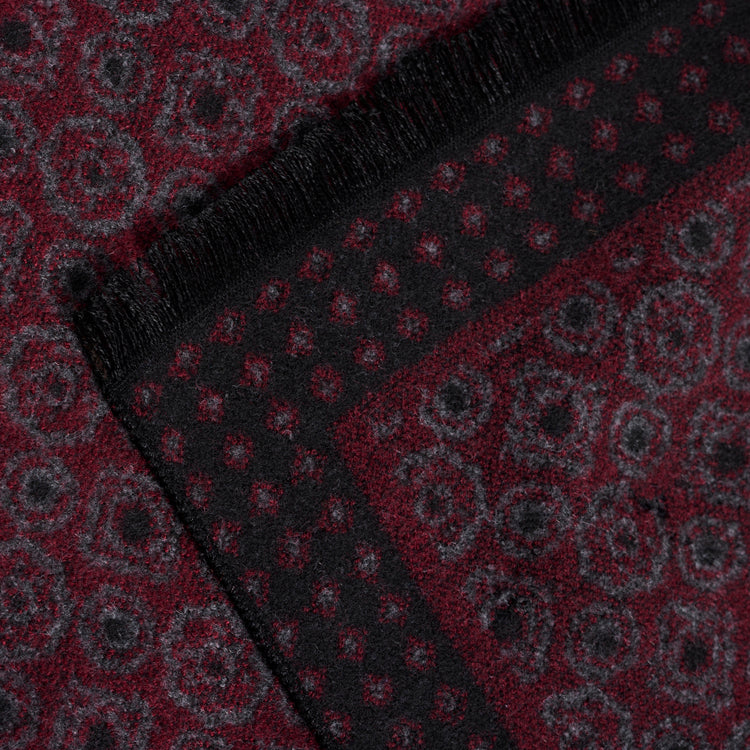 Fiebig Schal Viscose gemustert mit kurzen Fransen – Bordeaux