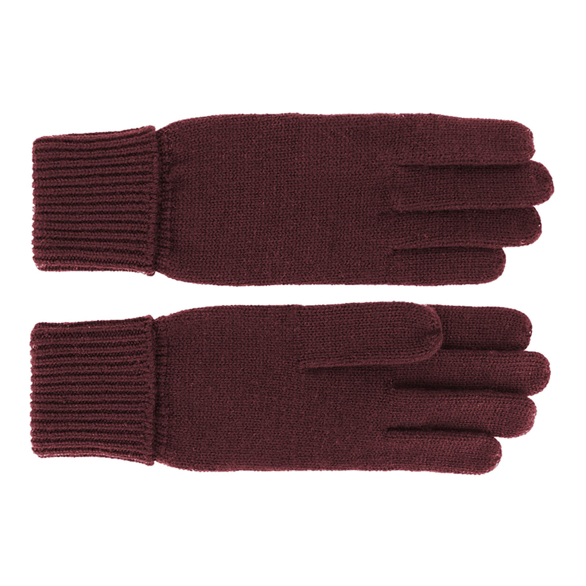 Fiebig Handschuhe Strick Merinowolle uni Bordeaux
