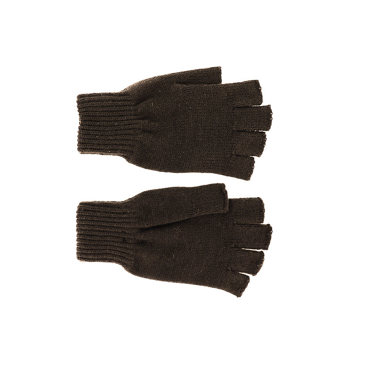 Fiebig Handschuhe Strick Uni ohne Fingerspitzen Braun
