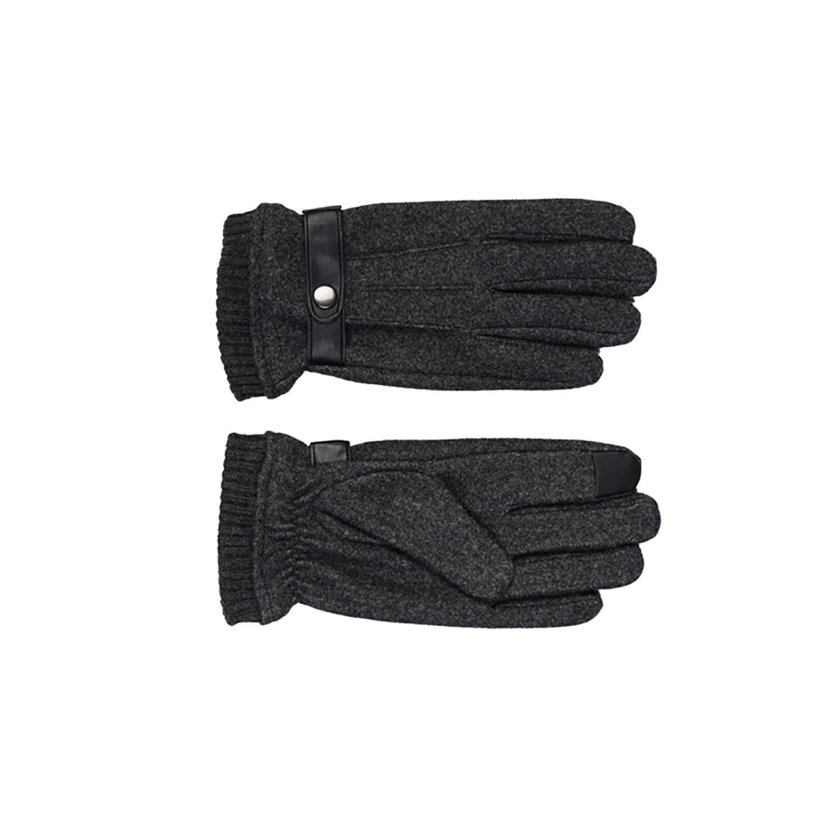 Fiebig Handschuhe melange mit Strickbündchen Anthrazit