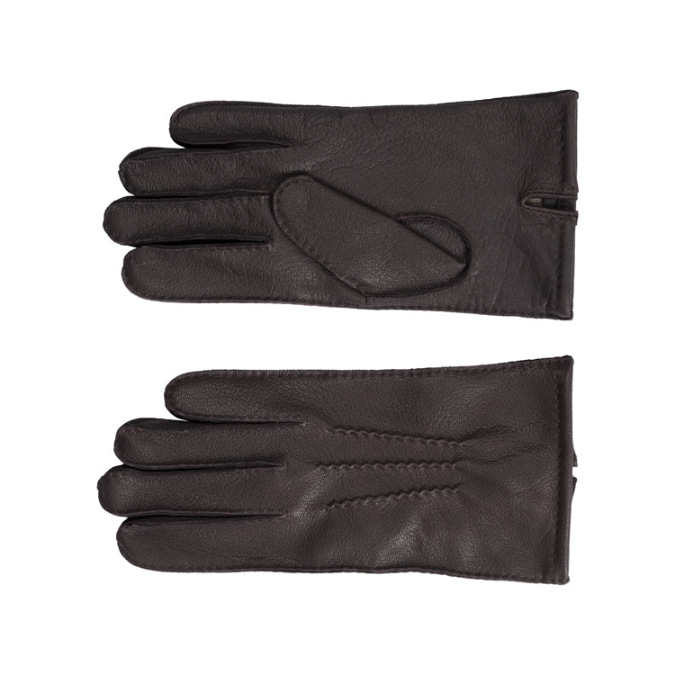 Fiebig Handschuhe Ziegenleder mit Wollfutter Ziernähte Braun