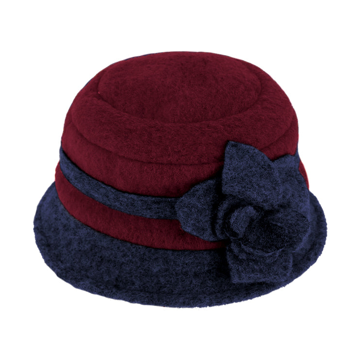Fiebig Stoffhut Glocke Wolle zweifarbig Bordeaux