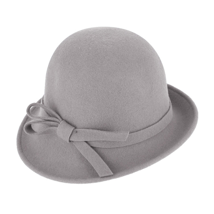 Fiebig Wollfilzhut Glocke asymmetrisch uni – Hellgrau