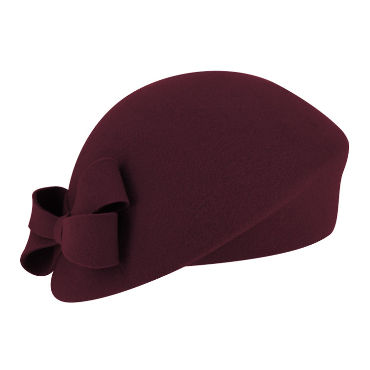 Fiebig Wollfilzhut Pillbox asymmetrisch uni – Bordeaux