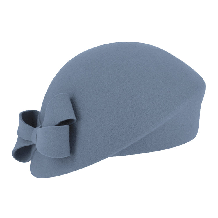 Fiebig Wollfilzhut Pillbox asymmetrisch uni – Jeansblau