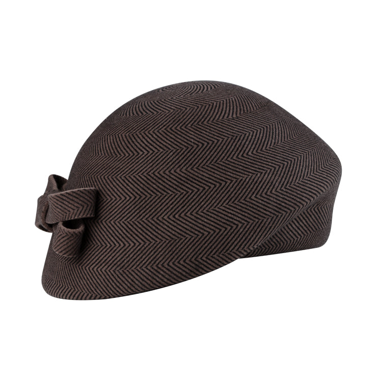 Fiebig Wollfilzhut Pillbox asymmetrisch uni – Gemustert braun