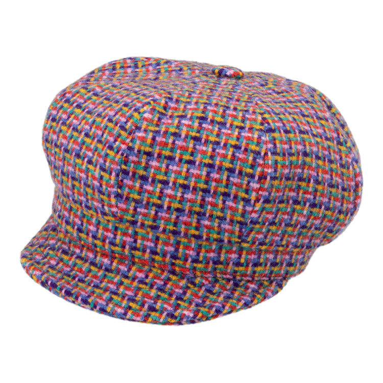 Fiebig Ballonkappe Harris Tweed mehrfarbiges Geflecht Violett