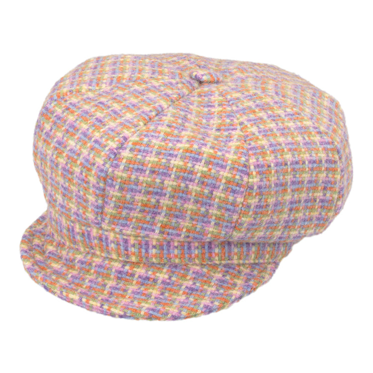 Fiebig Ballonkappe Harris Tweed mehrfarbiges Geflecht Apfelgrün