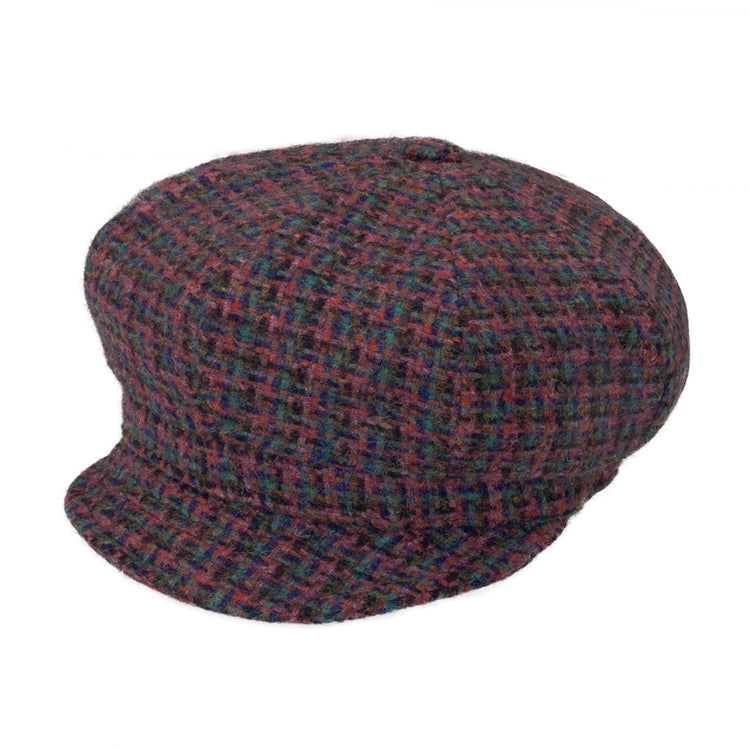 Fiebig Ballonkappe Harris Tweed mehrfarbiges Geflecht Khaki