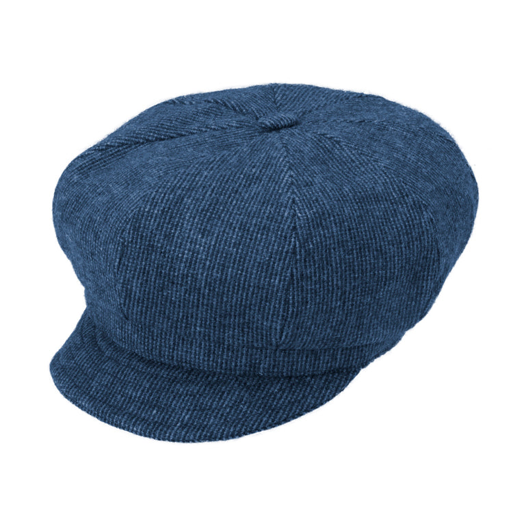 Fiebig Ballonkappe Shetlandwolle gestreift Jeansblau