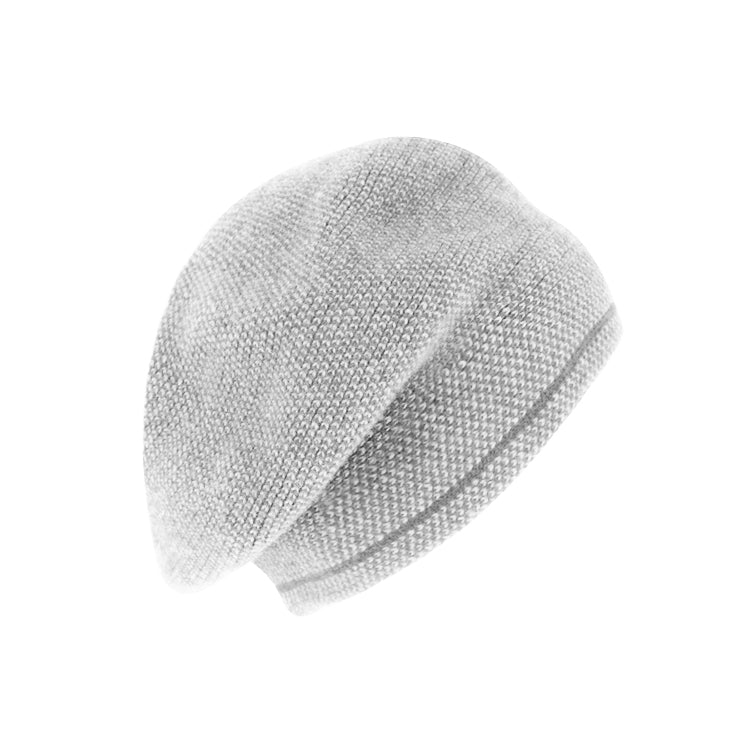 Fiebig Strickmütze Baske Wolle melange – Hellgrau