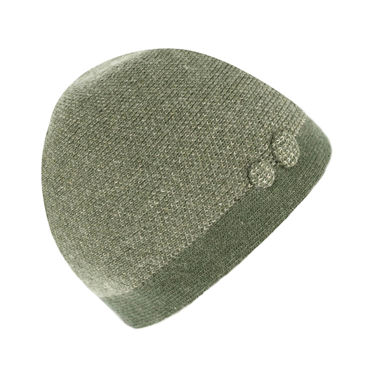 Fiebig Beanie Wolle melange mit Knopfgarnitur